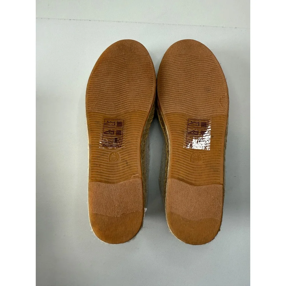 Soludos Watermelon Juice Platform Espadrilles Sand Linen Flats Womens 8.5 NEW